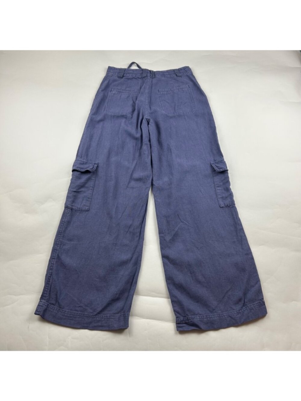 Sincerely Jules Blue Linen Blend Wide Leg Cargo Pant S - Picture 5 of 6